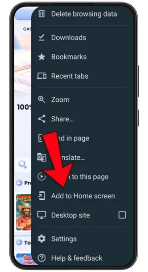 Otvori izbornik preglednika i odaberi Dodaj na početni zaslon