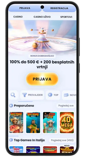 Prijeđi na stranicu casina na Android uređaju